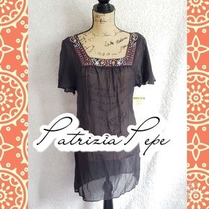Italy 100% silk Patrizia Pep sheer top dress beach